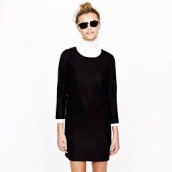 J.Crew Jules Black Wool Dress with Front Pockets Size 0 - Picture 1 of 16